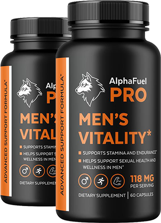 Two bottles of AlphaFuel Pro dietary supplement
